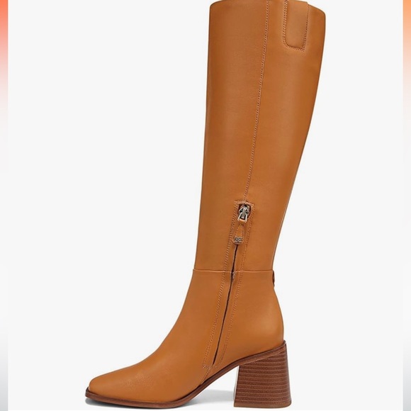 NWOB Sam Edelman Wade Stacked Heel Squared Toe Knee High Boots - Caramel Size 6 - Picture 2 of 9